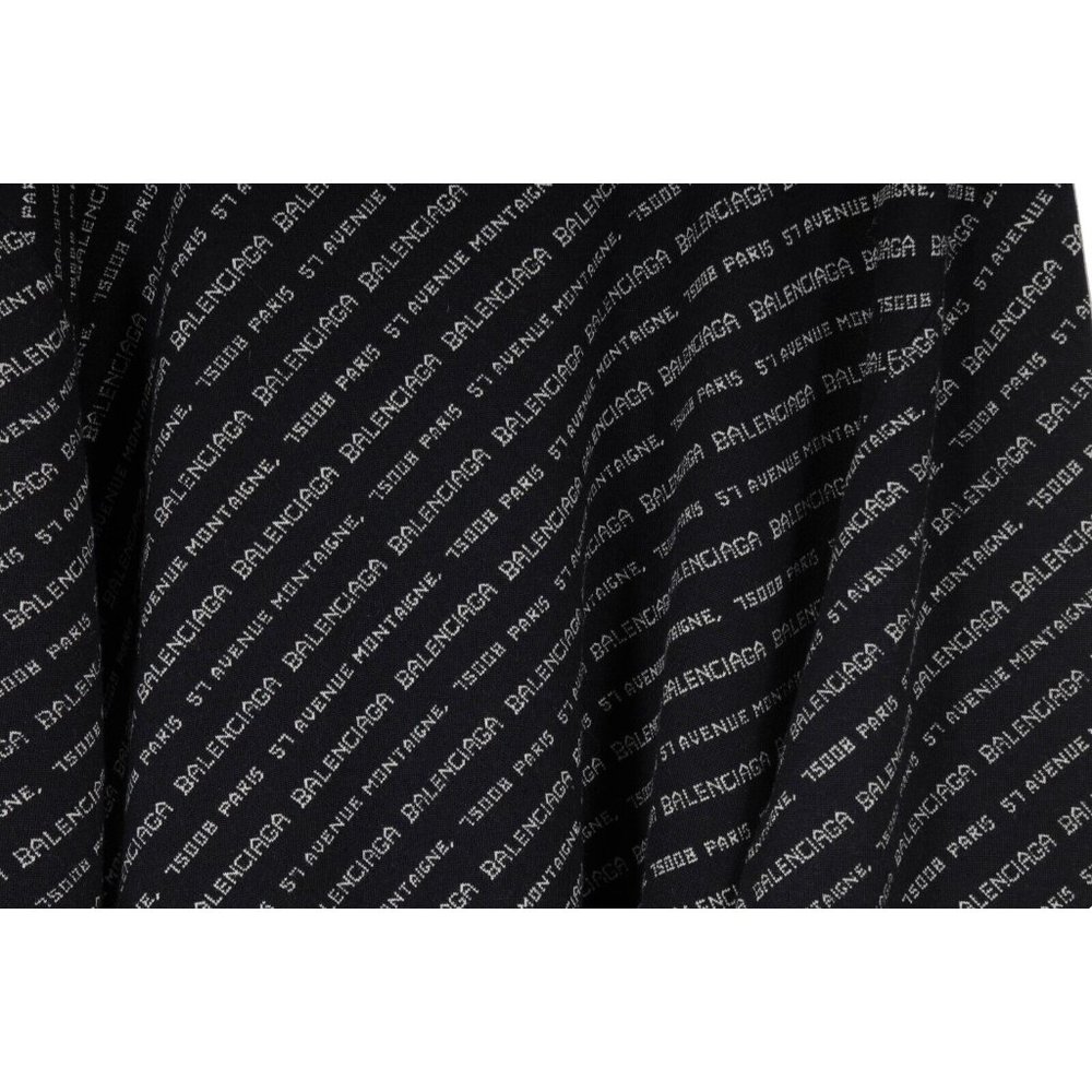Balenciaga Womens Sweater Large FR 42 Blue White Logo Cropped Crew Neck Pullover - Picture 3 of 8